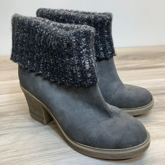Dirty Laundry Gray Knit Cuff Block Block Heel Boots Women's Size 9.5 Pull On - Picture 1 of 11